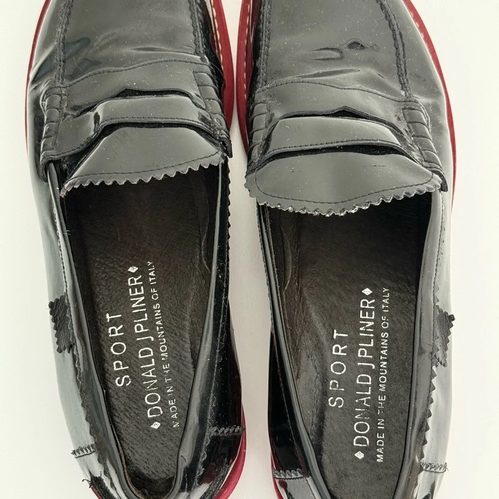 Donald Pliner Sport Shoes Womens  Size 9 Loafers Black Shiny Ursola Slip On - Picture 6 of 9